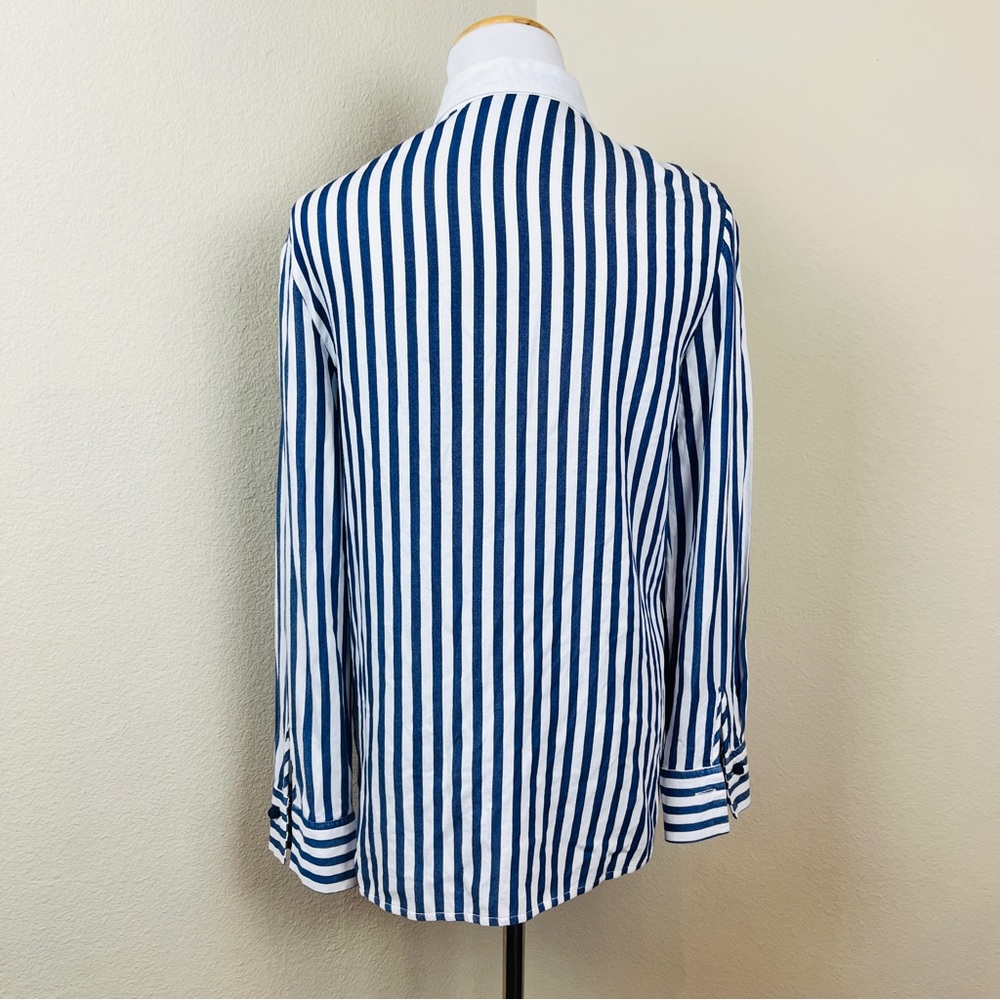 Zara Striped Collared Patch Button Front Knit Top… - image 7